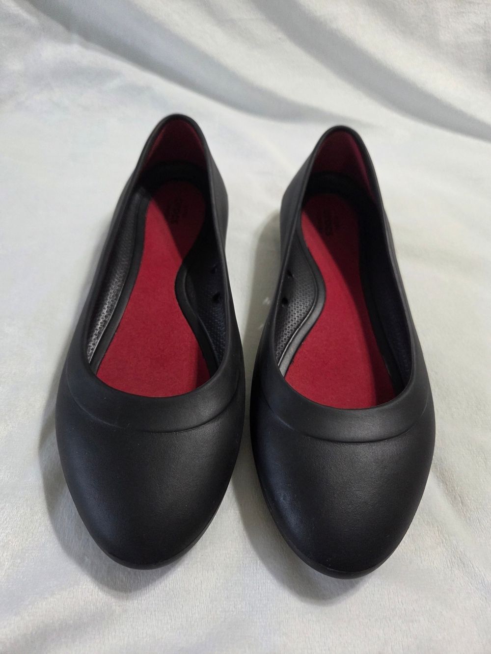 CROCS Lina Black Slip-On Flats Ballet Flats Dressy Waterproof Business Wear
